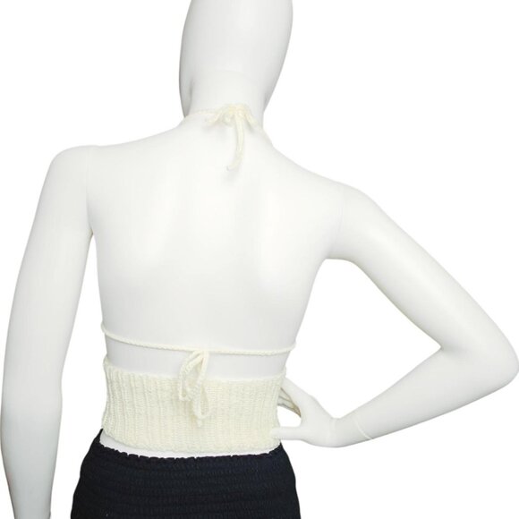 🌸 Handmade Crochet + Knit Rib Halter Top 🌸 - Picture 2 of 7